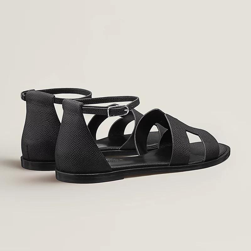 Giày Hermes Santorini Sandal Nữ Đen